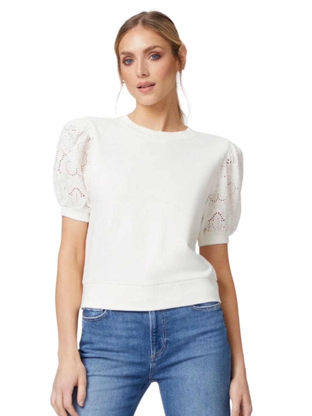 PAIGE White Puff-Sleeve Mako Top